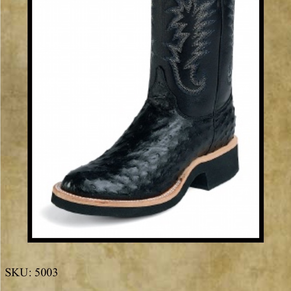 Justin Boots Black Leather  Quill Ostrich